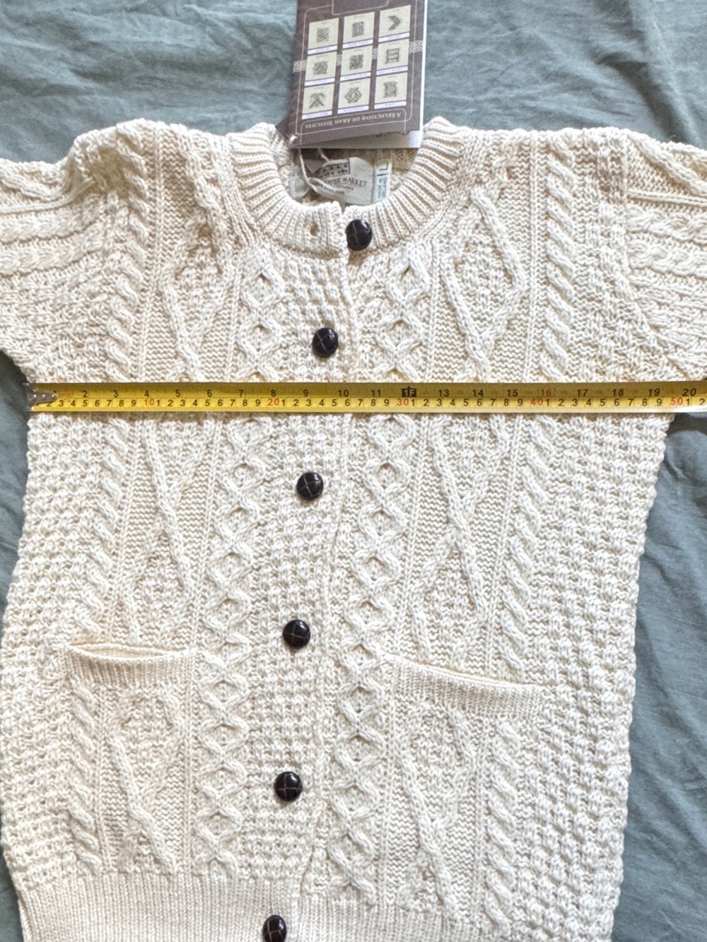 Made in Ireland - Cream Cable Knit Cardigan Sweater - Picture 7 of 7